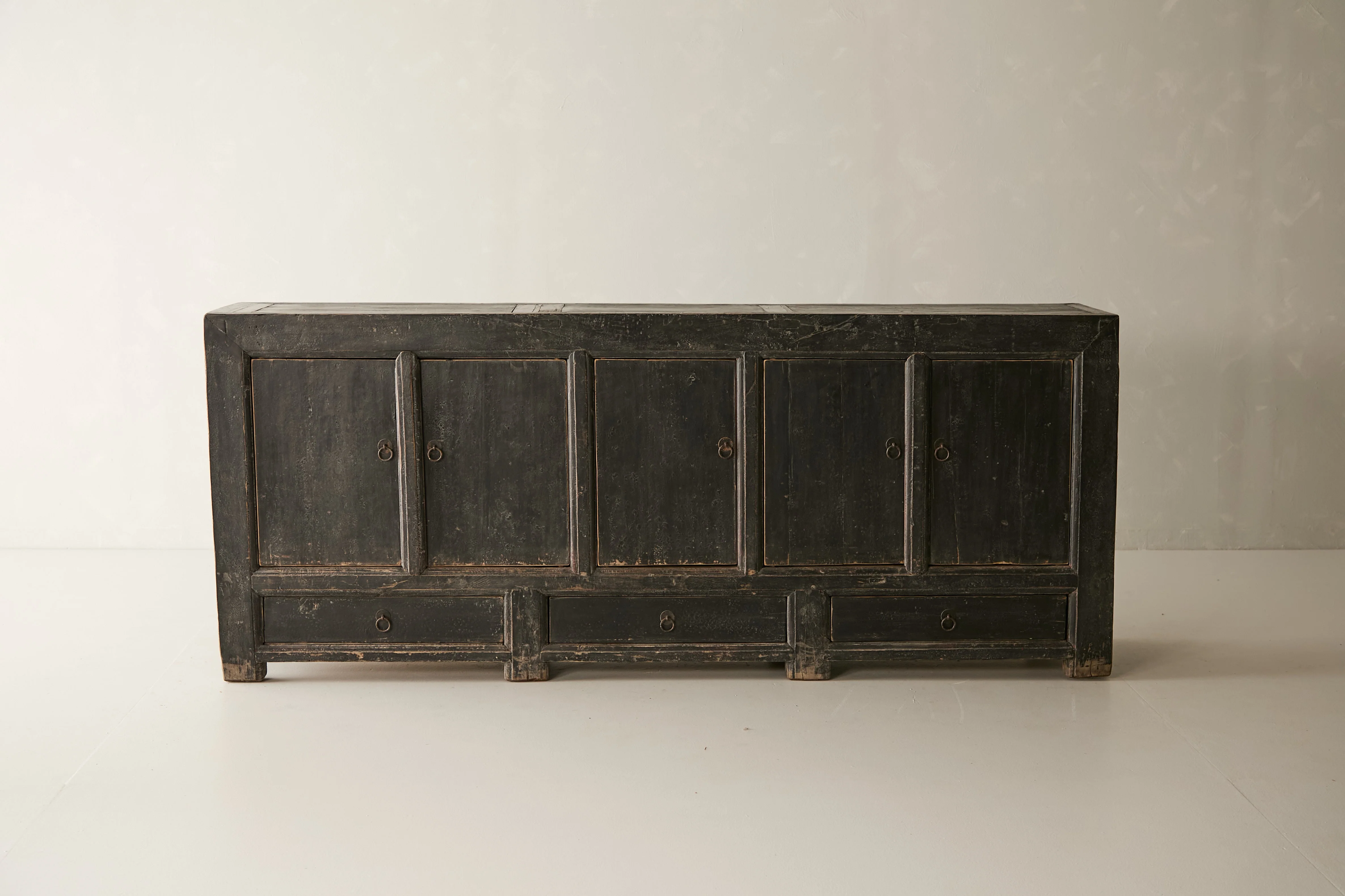 Antique Solid Elm 5-Door Sideboard - Circa 1925 No.J11