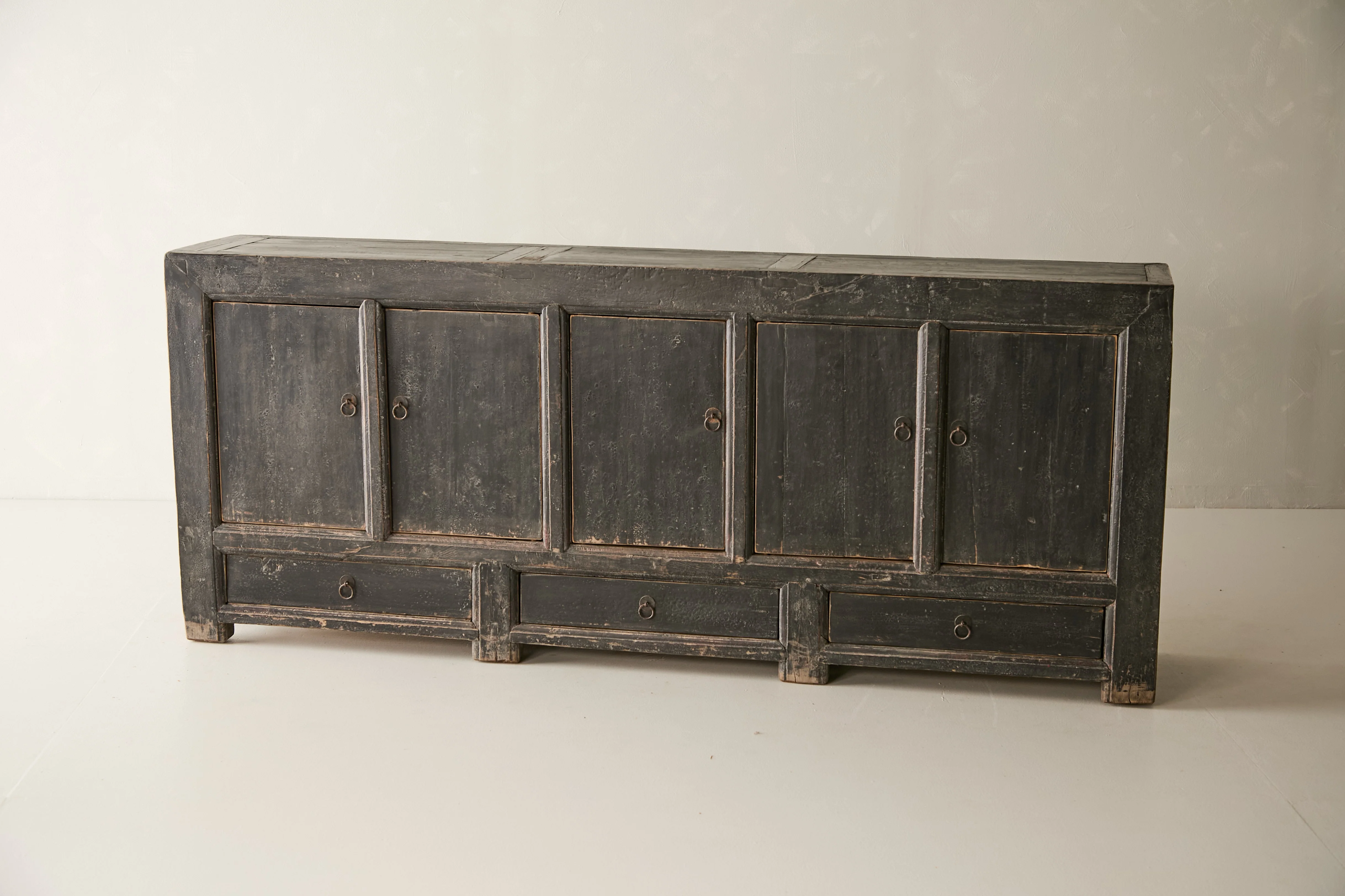 Antique Solid Elm 5-Door Sideboard - Circa 1925 No.J11 - Image 4
