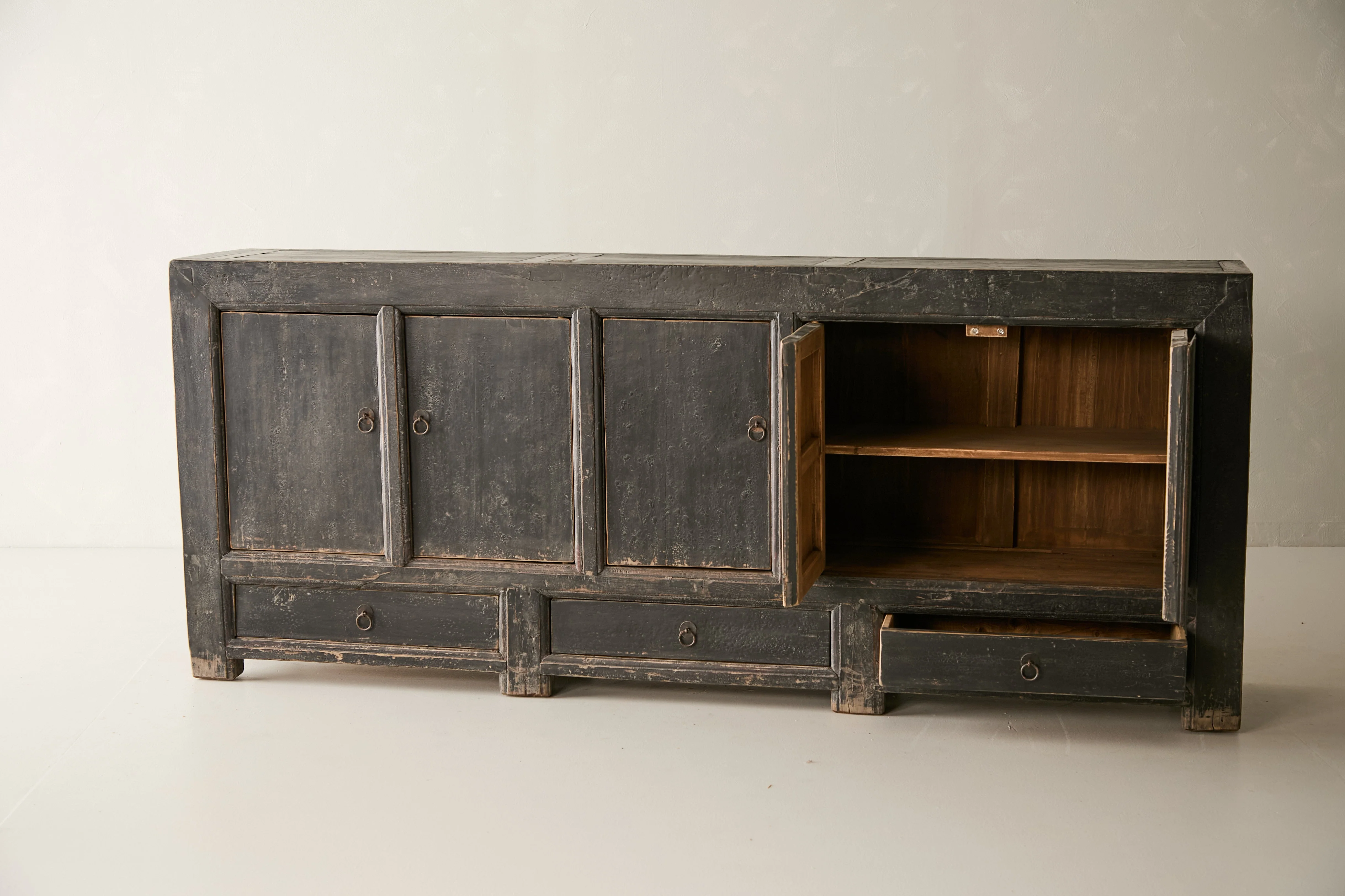 Antique Solid Elm 5-Door Sideboard - Circa 1925 No.J11 - Image 5