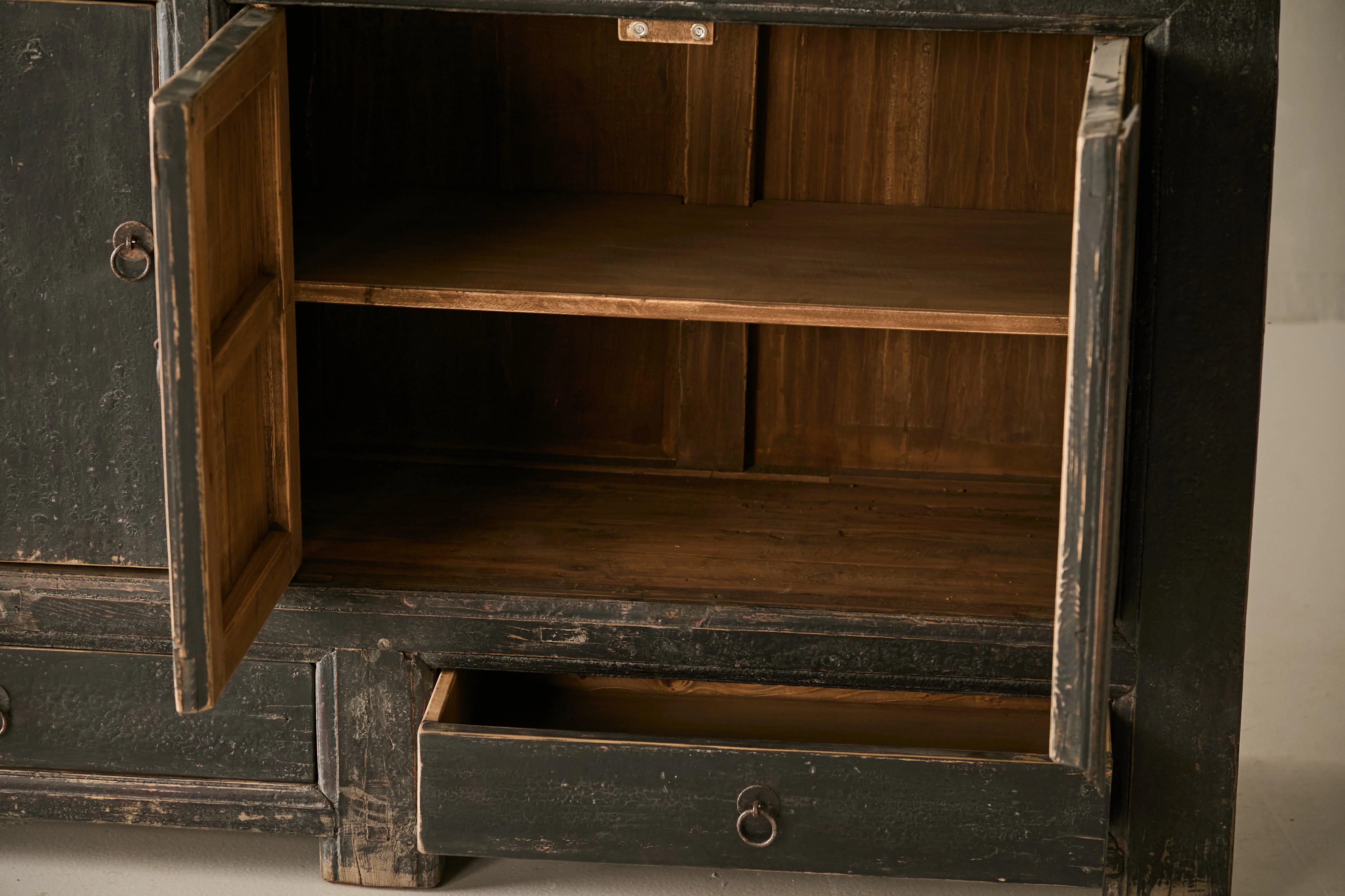 Antique Solid Elm 5-Door Sideboard - Circa 1925 No.J11 - Image 6